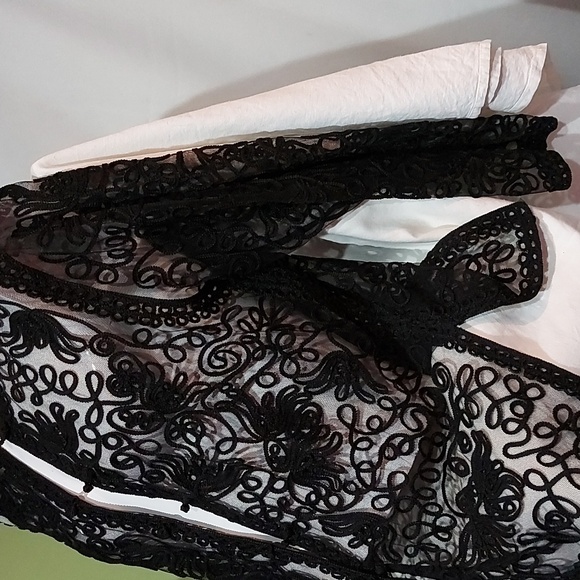Black Sheer Lace Jacket Large Cover up - Picture 4 of 7